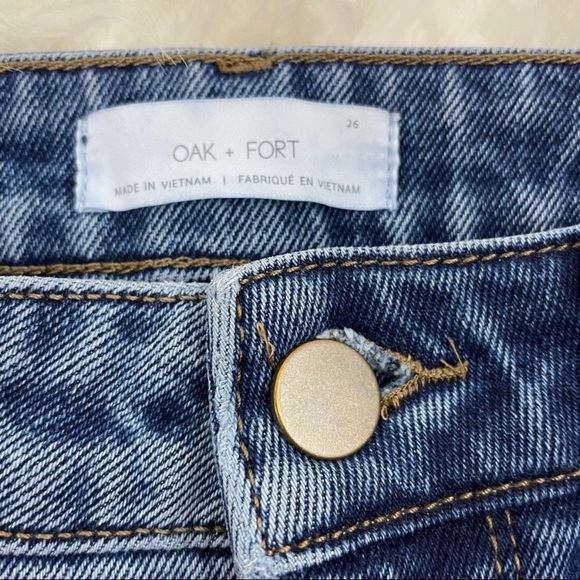 Oak + Fort Wide Leg Ankle Jeans Medium Wash Denim, Size 26 - Picture 3 of 8